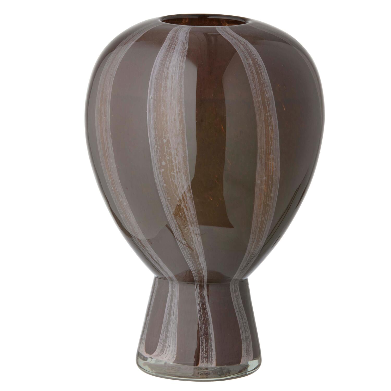 Ballon vase med striber, brun/rosa - H26 cm